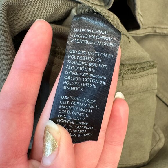 White House Black Market olive military jacket ruffle back womens size 12 E32 - Picture 6 of 6